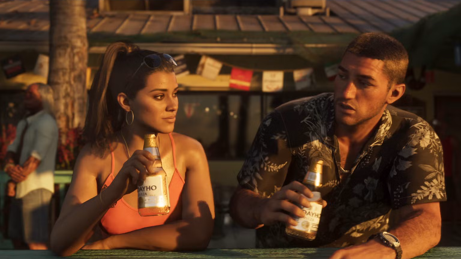 Jason y Lucia en accion durante una mision de historia de GTA 6, del traler oficial de Rockstar Games